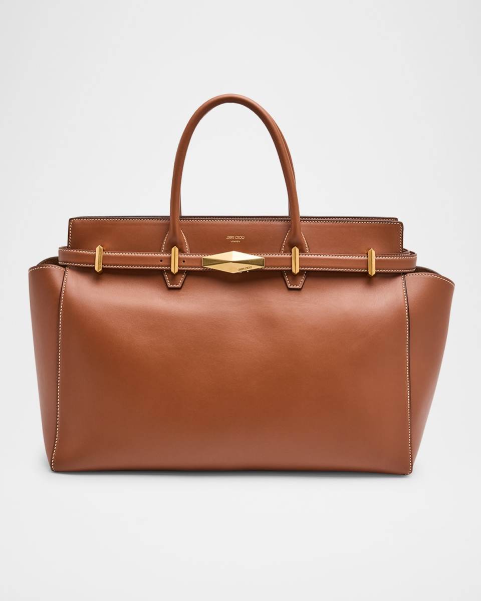 Diamond Belted Leather Top-Handle Bag